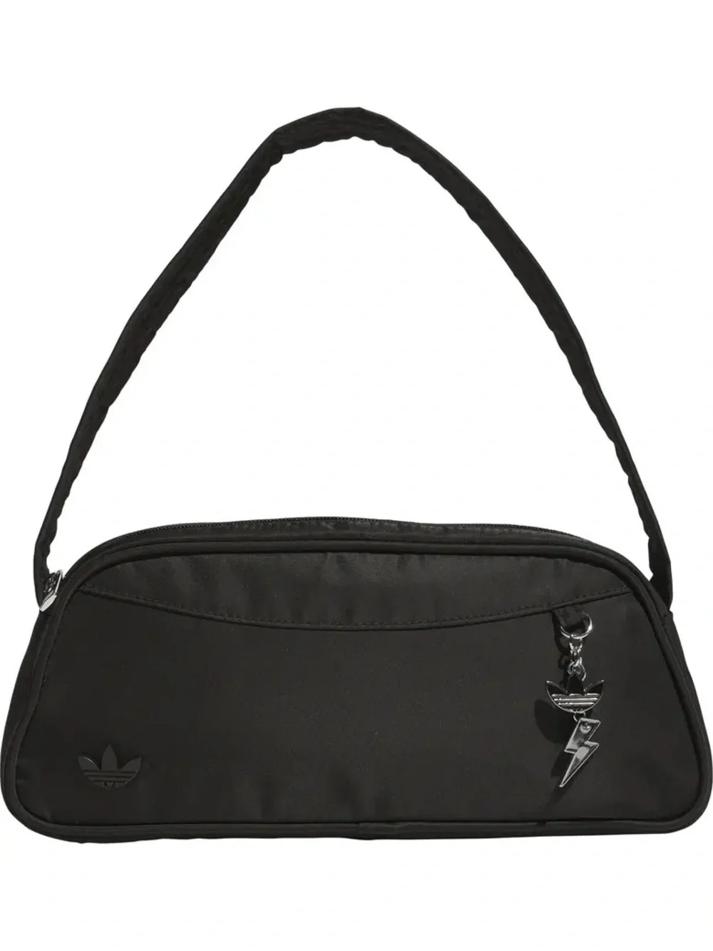 adidas Black Shoulder Baguette Bag with Trefoil Charm